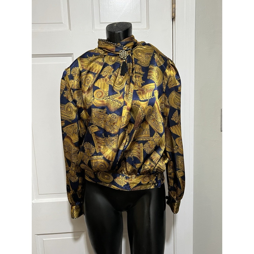 Vintage Womens Long Sleeve Roman Column 1980s Shirt